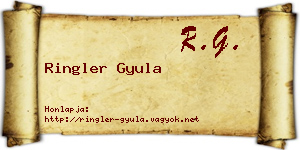 Ringler Gyula névjegykártya